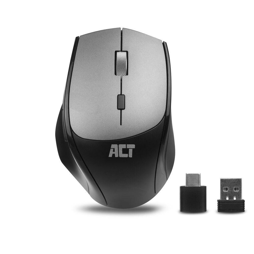 ACT Draadloze dual-connect muis, 1000 tot 2400 dpi met stille klik, zwart