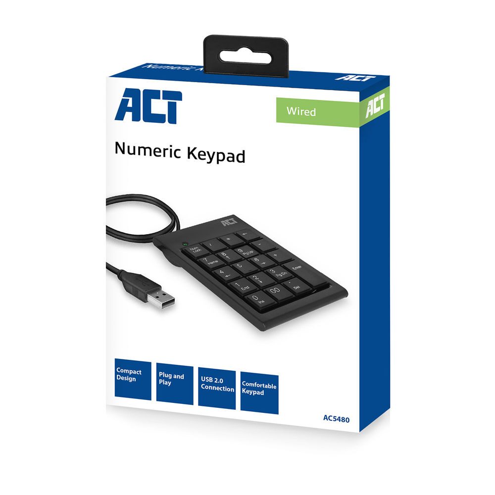 ACT Keyboard USB, Nummeric, Black