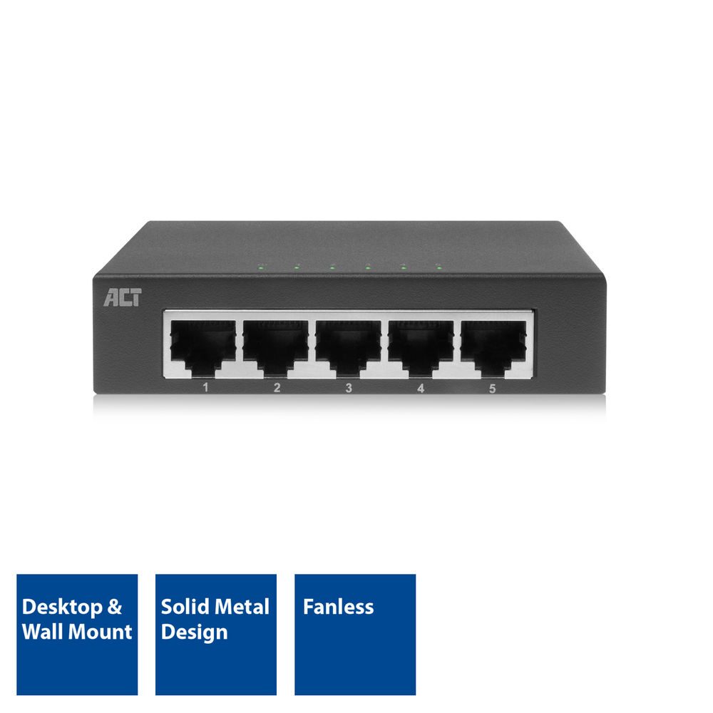 ACT 5-PORT GIGABIT ETHERNET SWITCH METAL