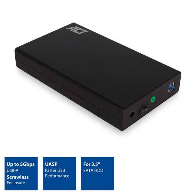 ACT 3.5" SATA hard drive enclosure, screwless, USB 3.2 Gen1