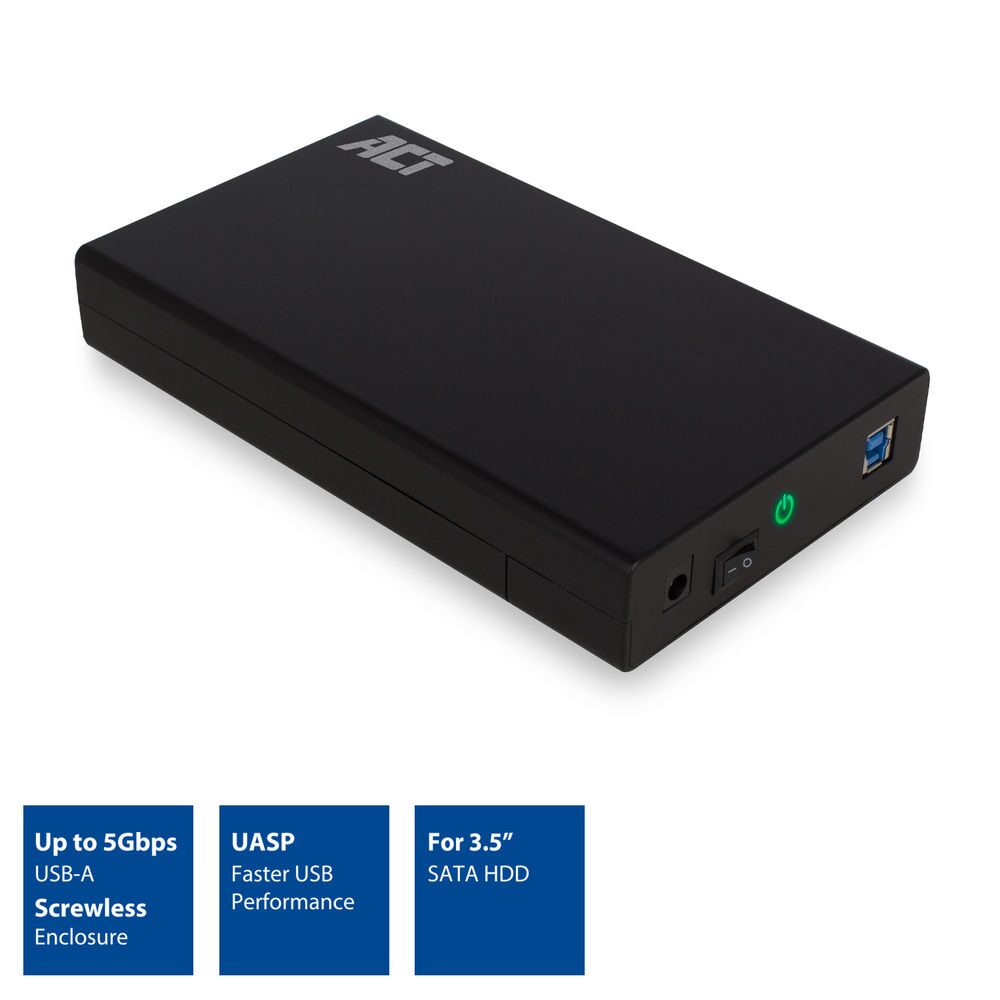 ACT 3.5" SATA hard drive enclosure, screwless, USB 3.2 Gen1