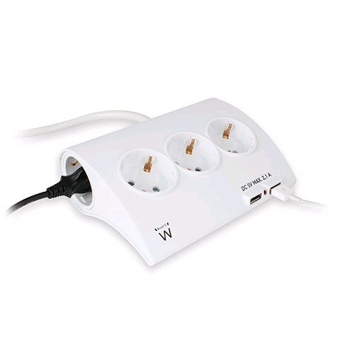 Ewent Stekkerdoos met 2 USB poorten, 5 sockets, 1.5m, wit
