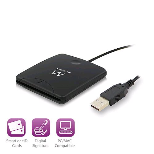 Ewent Externe USB 2.0 Smartcard eID Kaartlezer, zwart